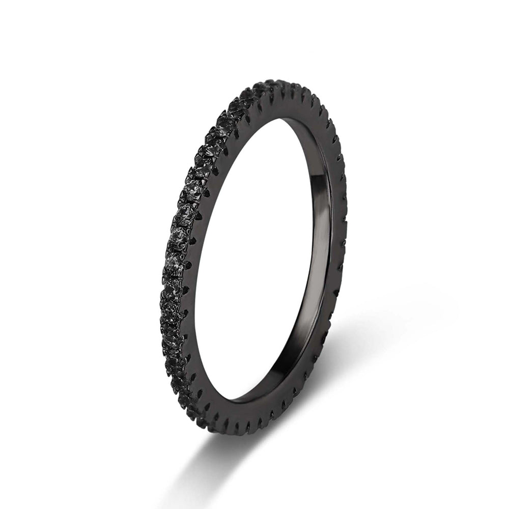 Elegant Black Diamond Thin Band Ring