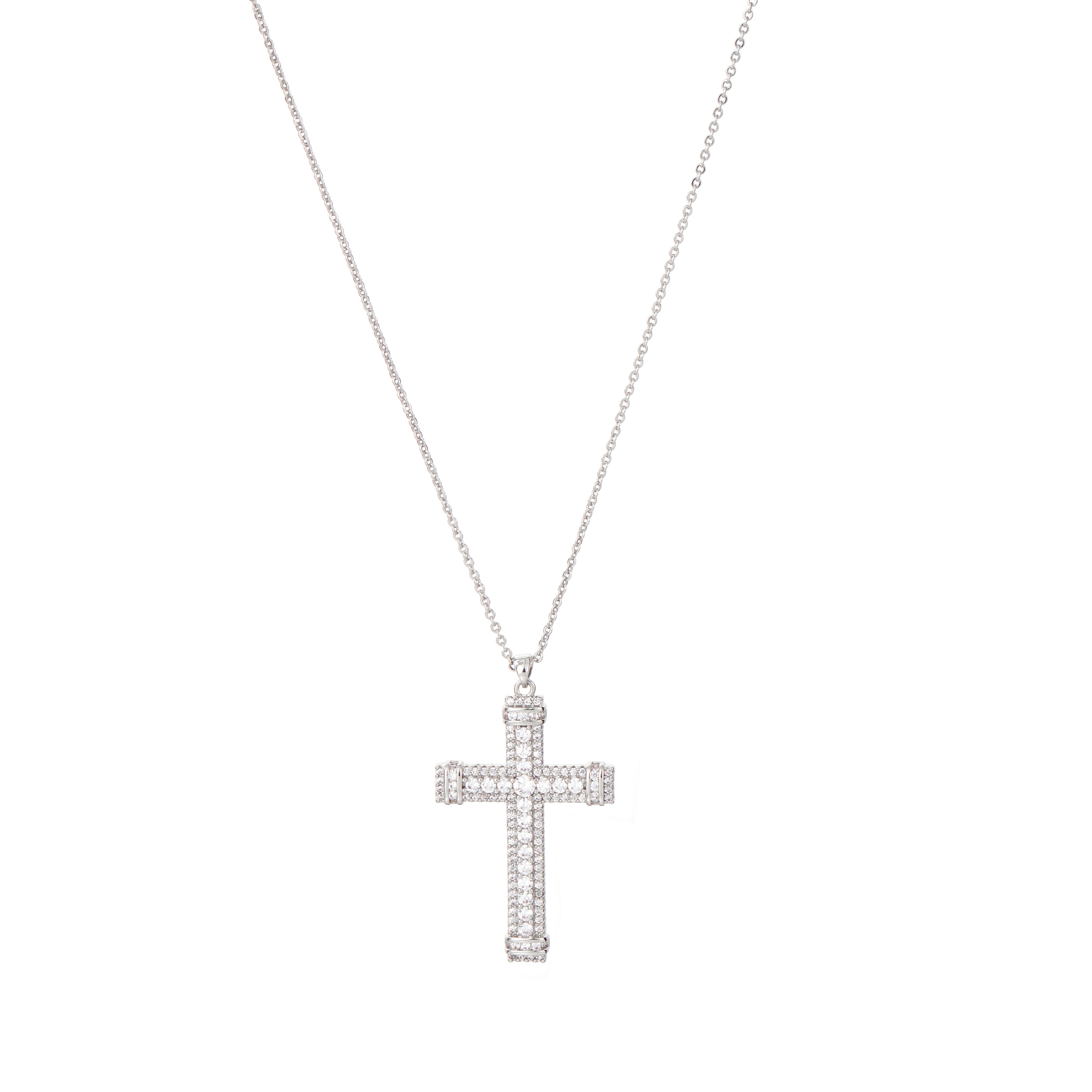 Elegant Cross Pendant Necklace with Crystals
