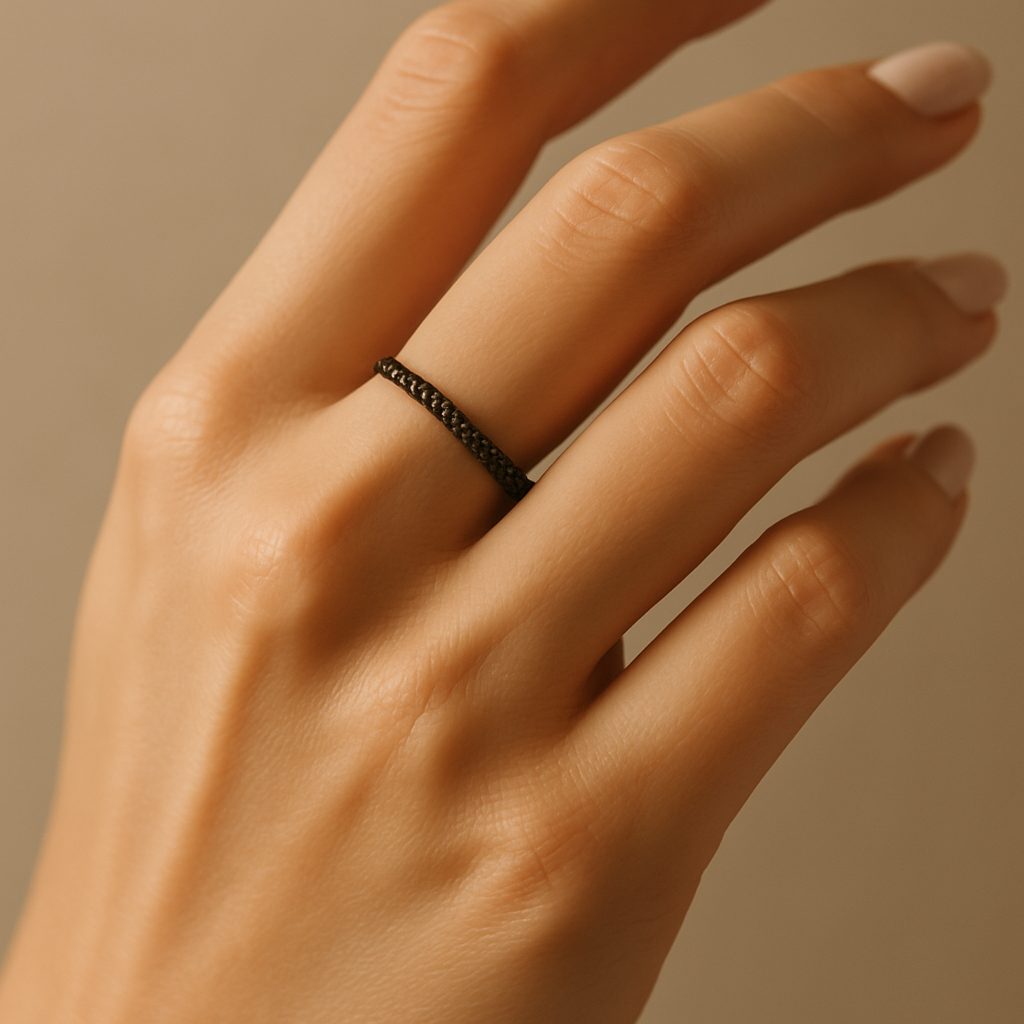 Elegant Black Diamond Thin Band Ring