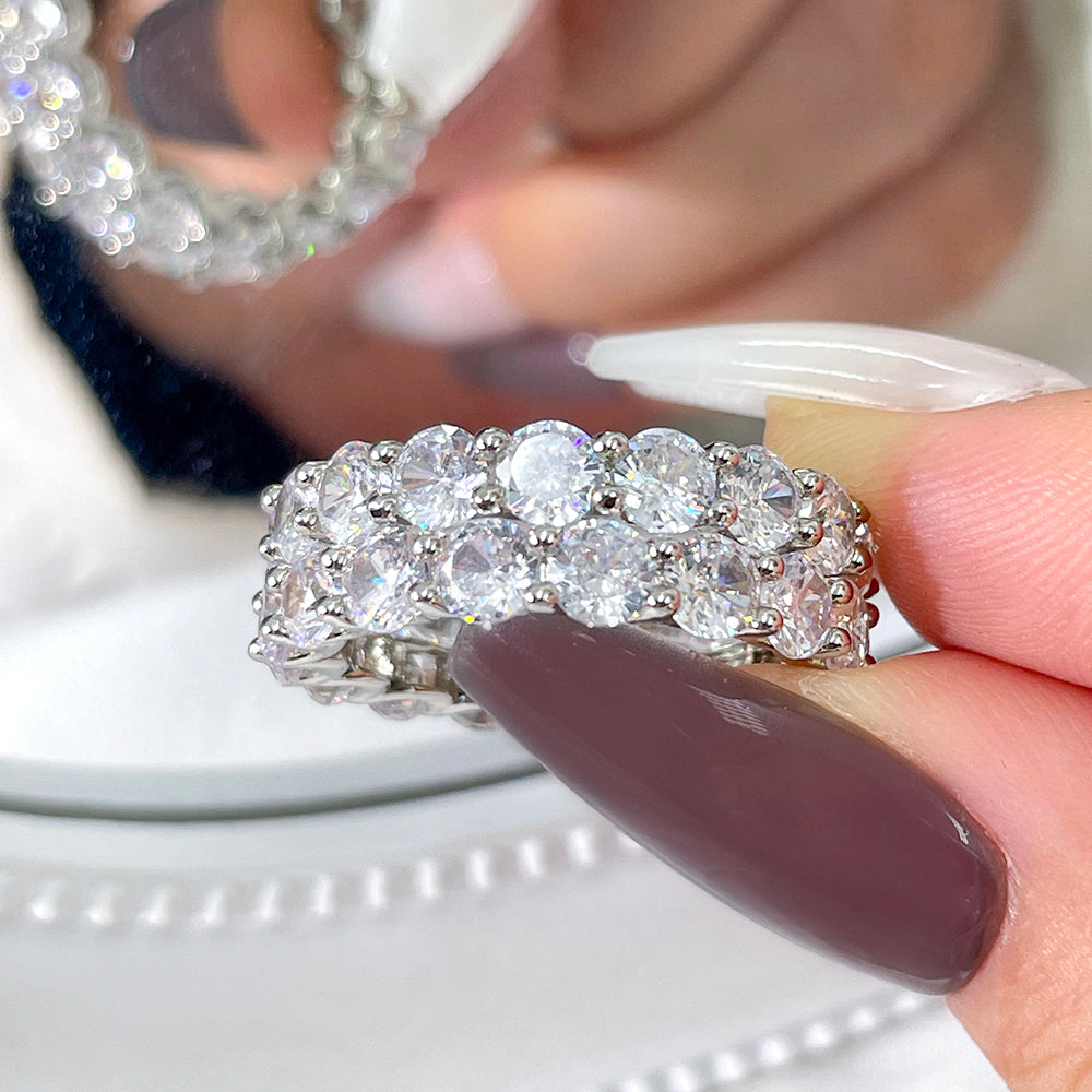 Elegant Double Row Diamond Eternity Ring