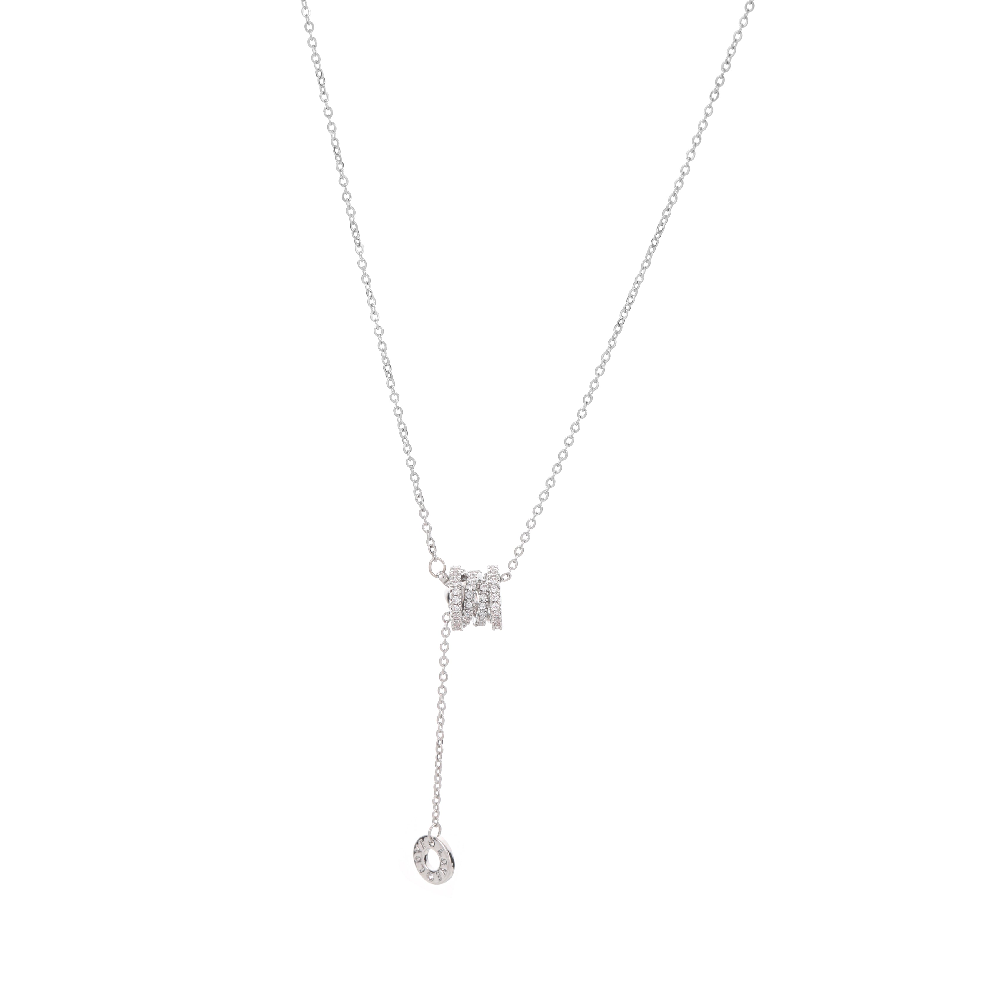 Elegant Silver Pendant Necklace with Crystal Accents