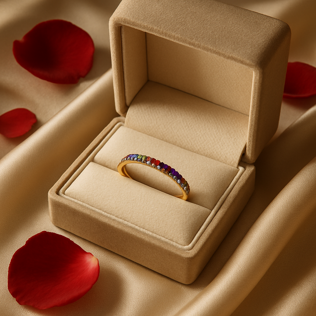 Elegant Multi-Gemstone Gold Band Ring