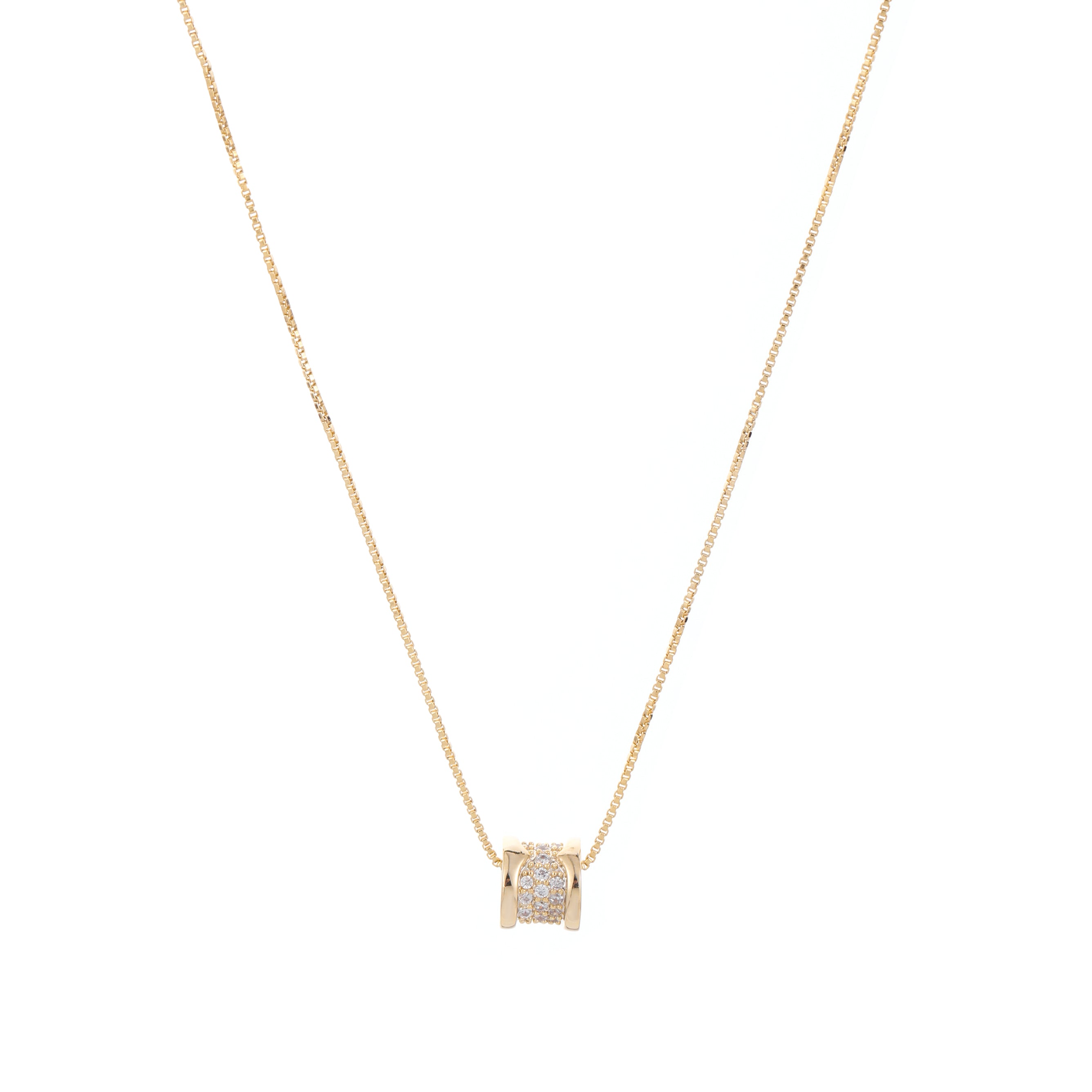 Delicate Gold Pendant Necklace with Pavé Cubic Zirconia