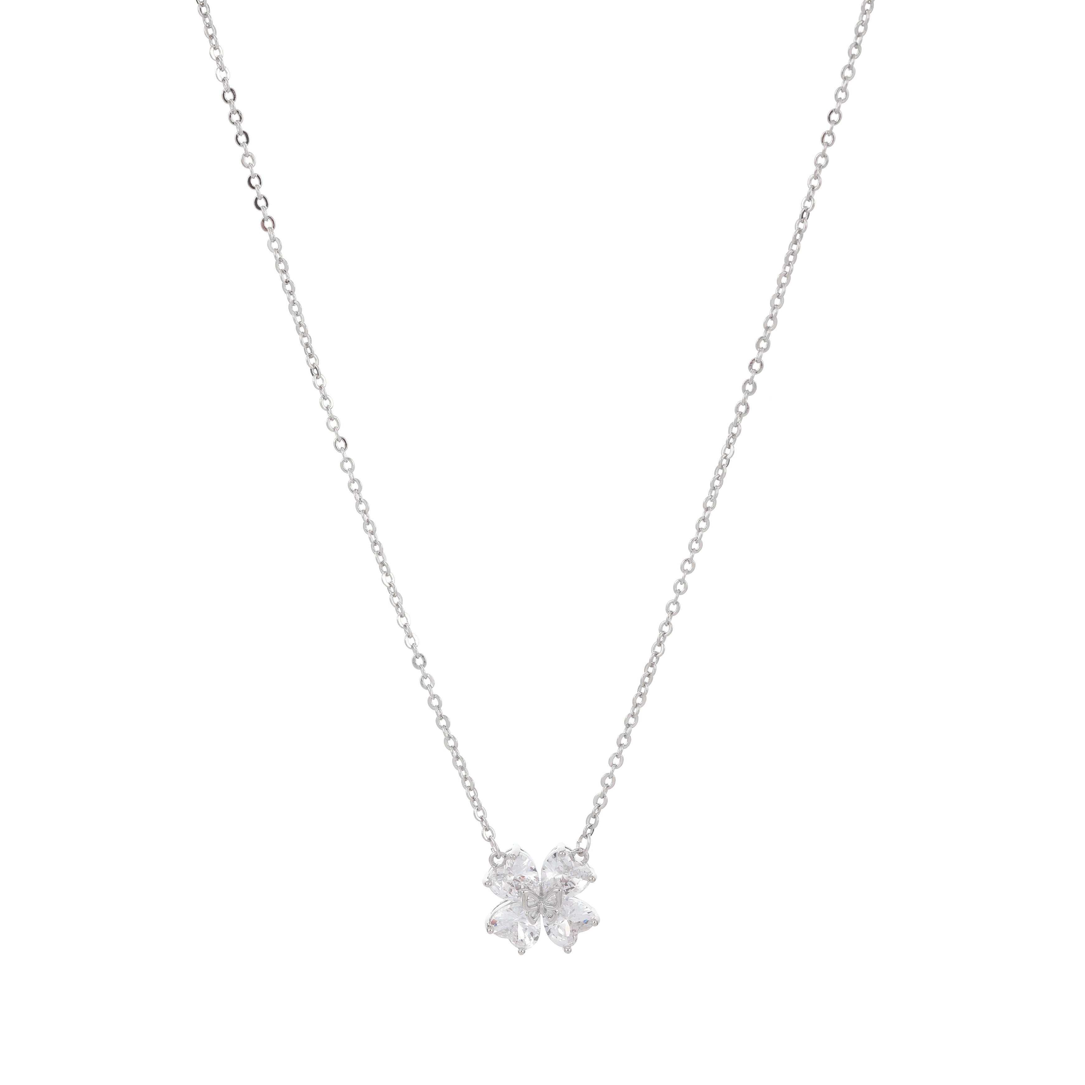 Elegant Silver Clover Pendant Necklace