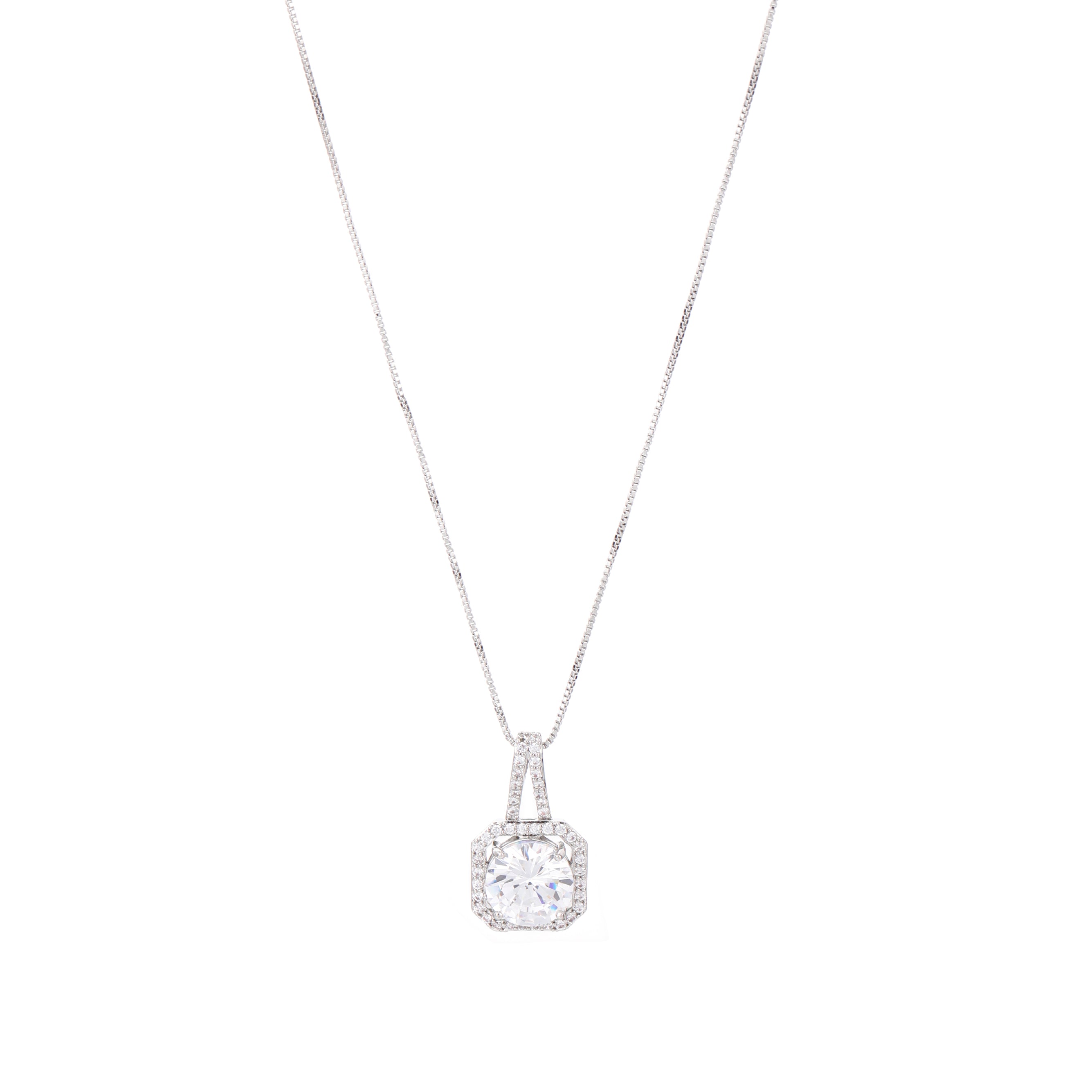 Elegant Silver Halo Pendant Necklace