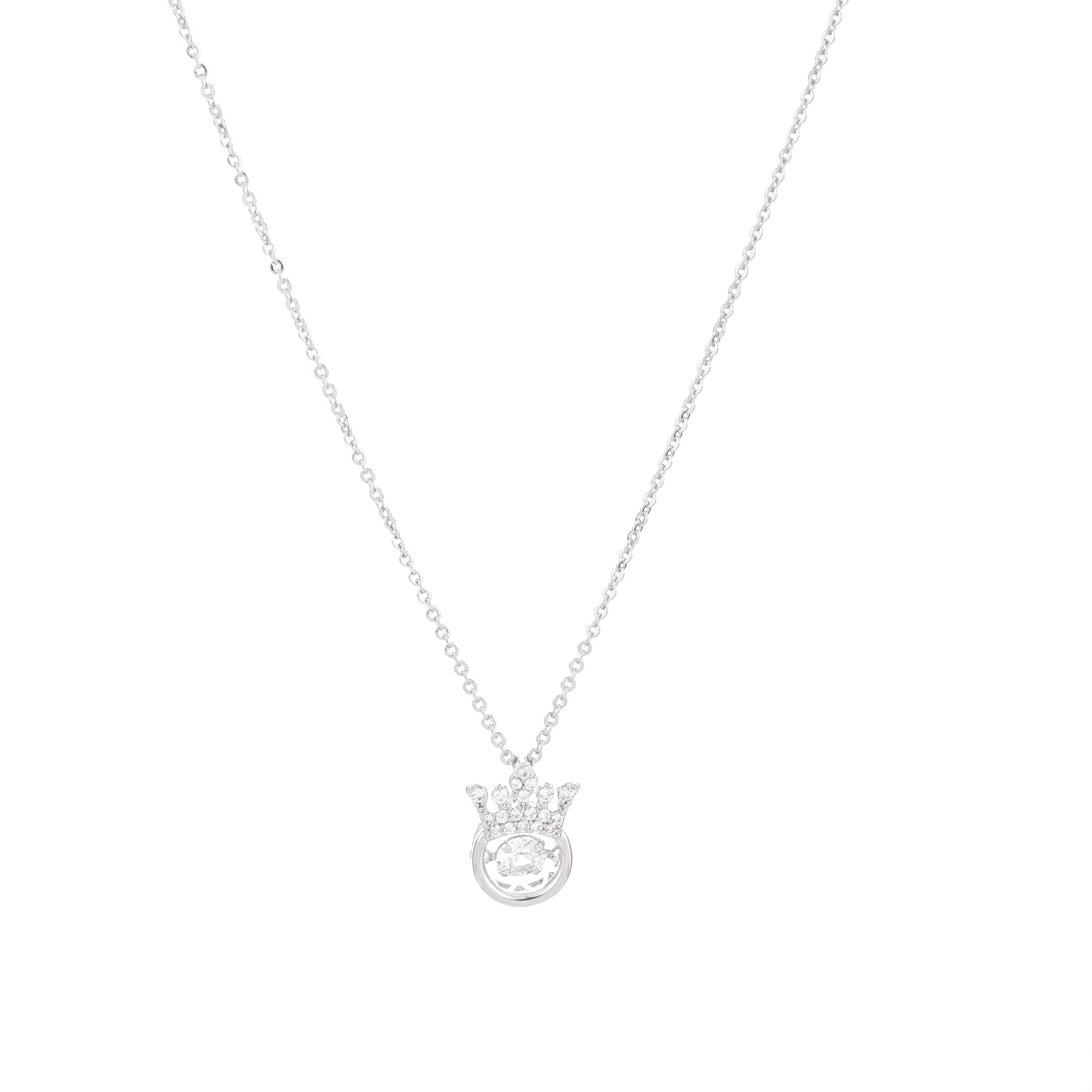 Elegant Crown Pendant Necklace with Crystal Accents