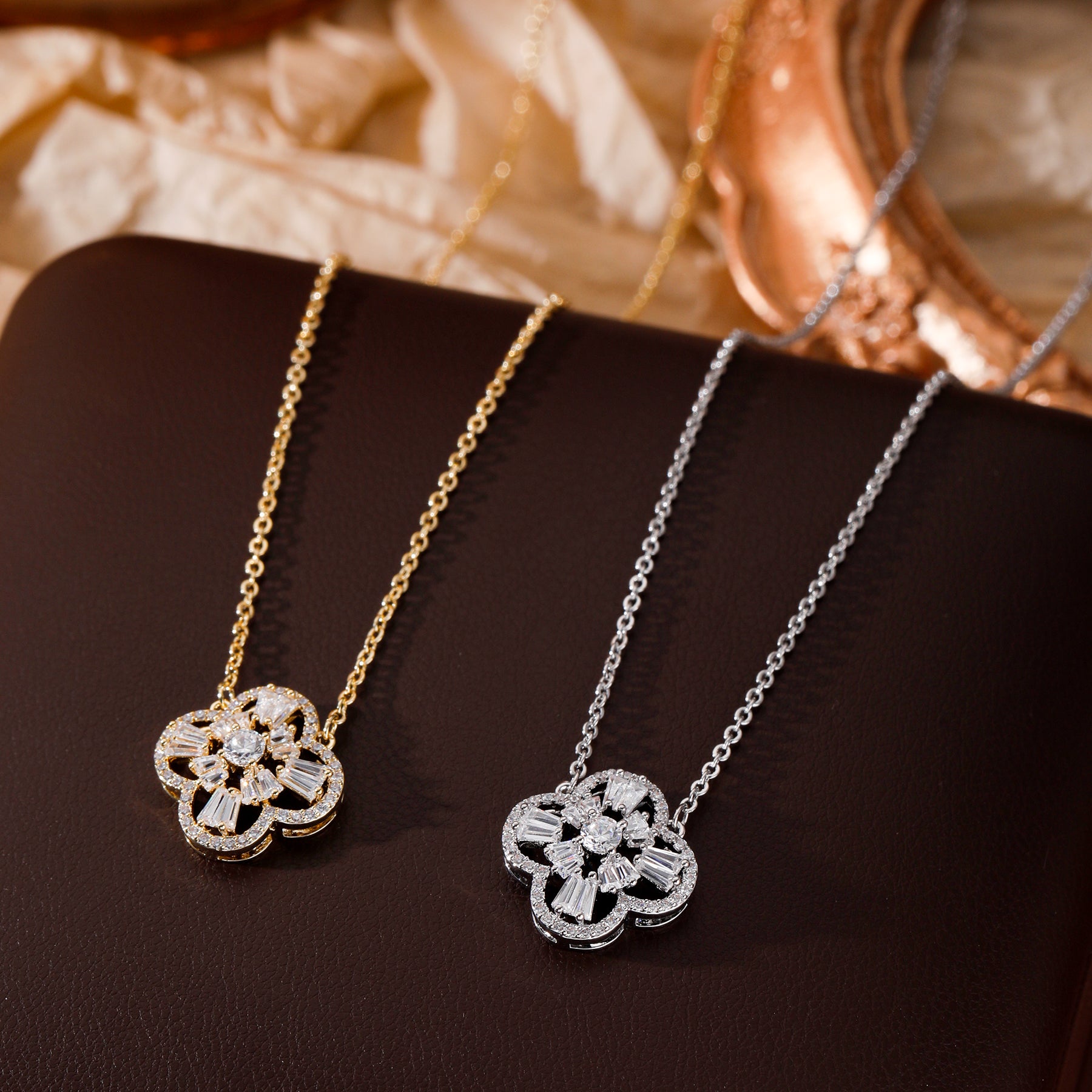 Elegant Silver Flower Pendant Necklace