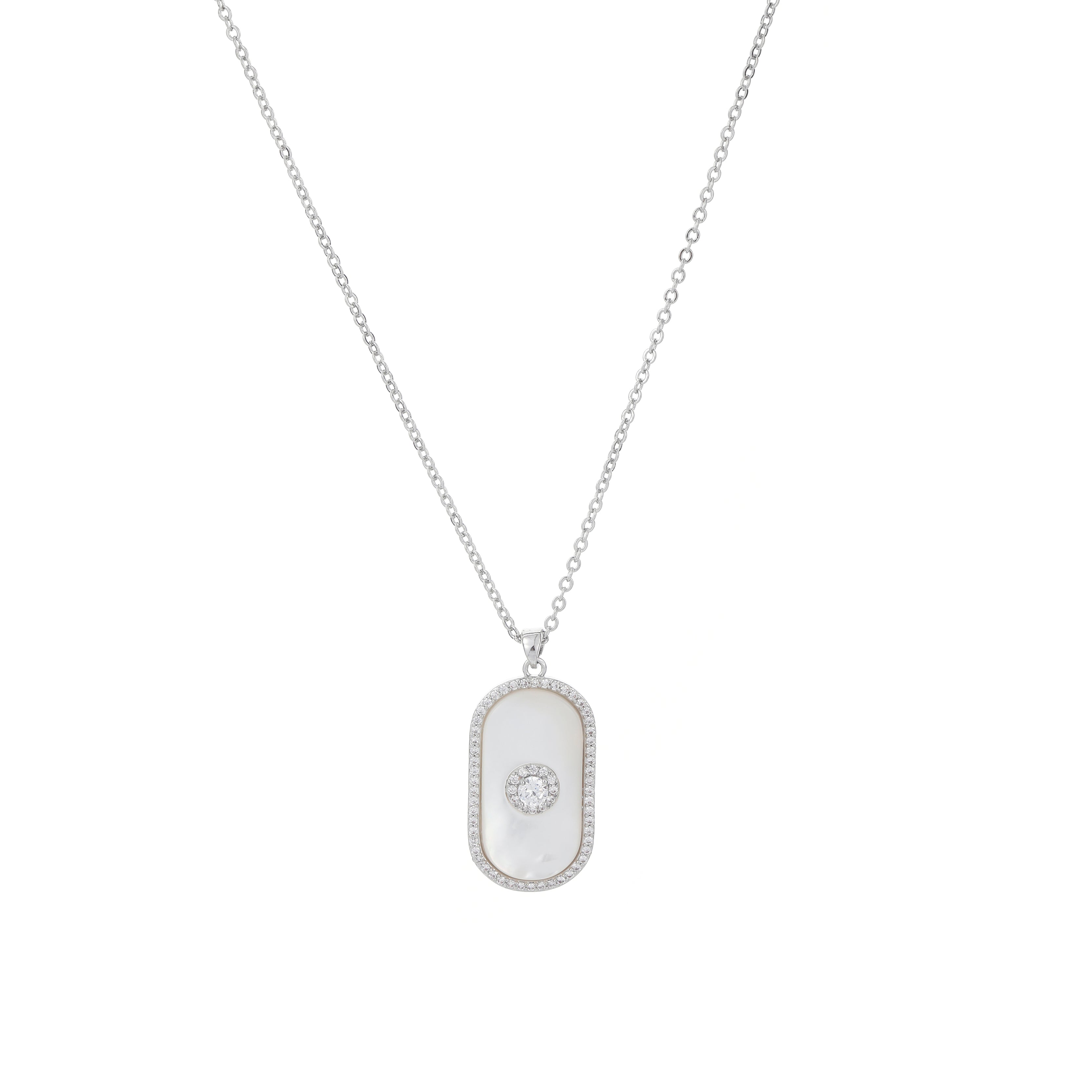 Elegant Silver Pendant Necklace with Mother of Pearl