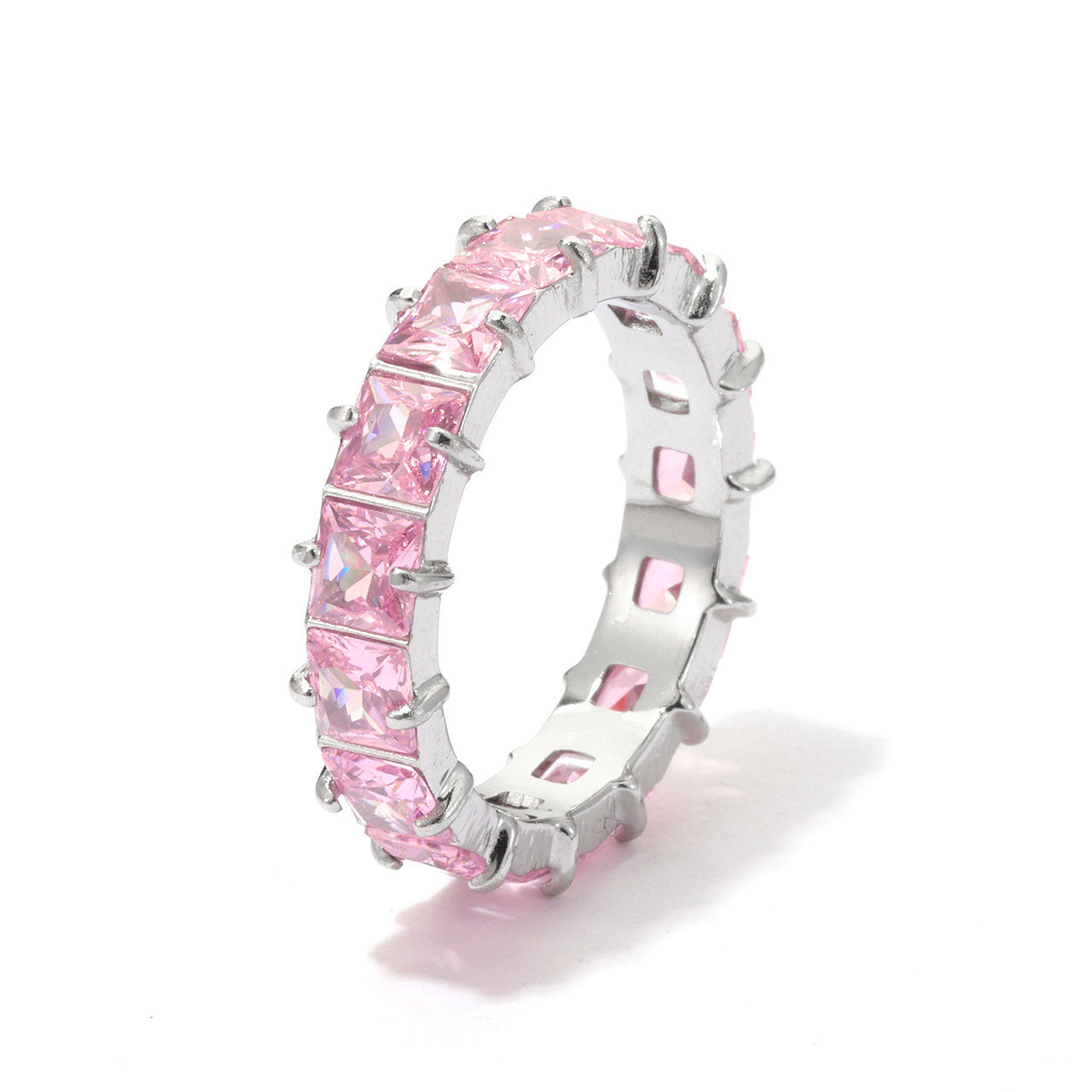 Elegant Pink Gemstone Silver Ring