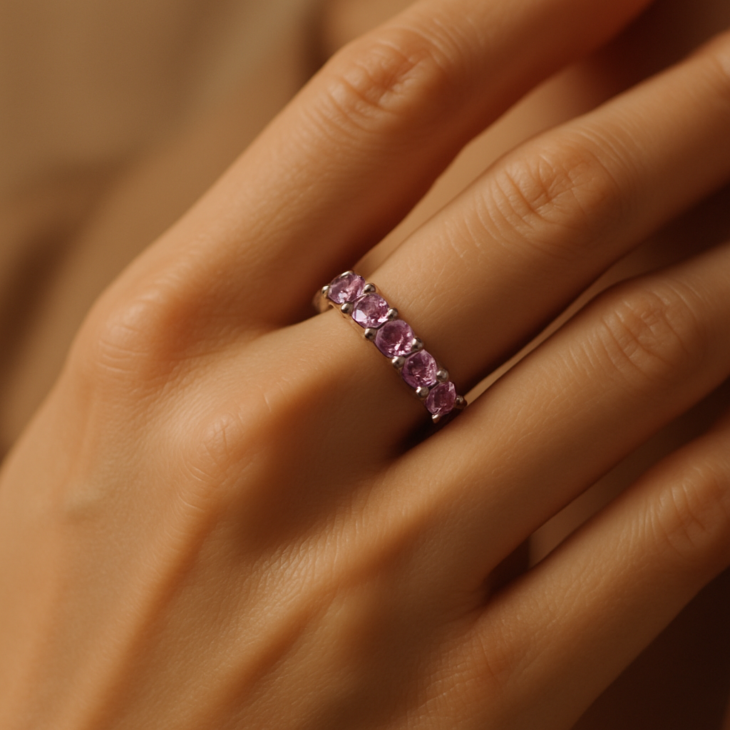 Elegant Purple Gemstone Silver Ring