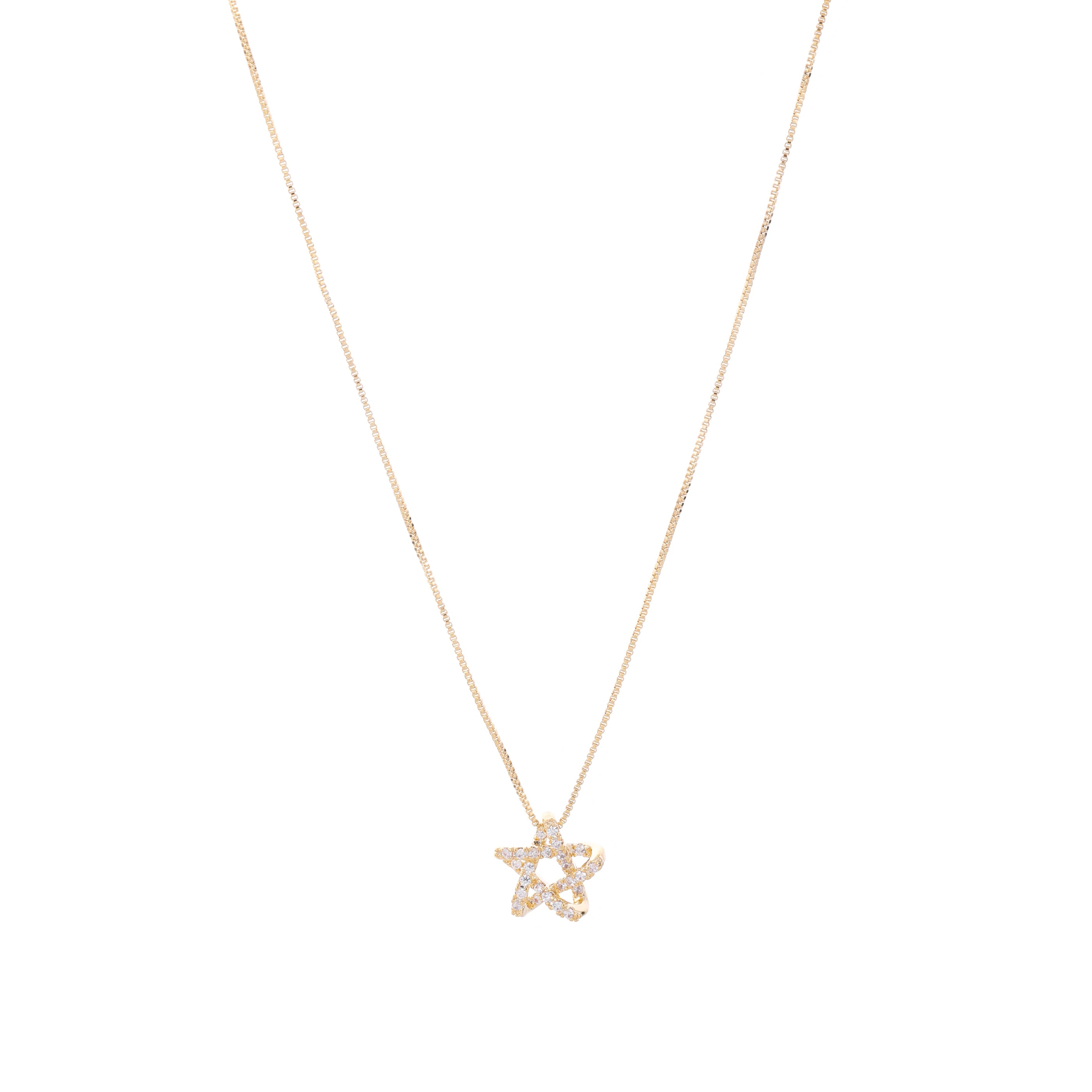 Gold Star Pendant Necklace with Cubic Zirconia
